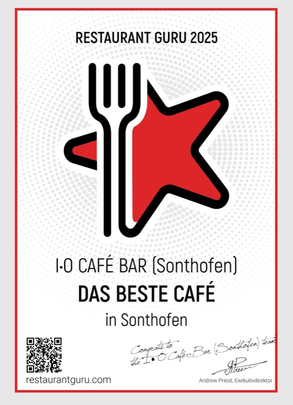 Urkunde Restaurant Guru 2025: Das beste Café in Sonthofen