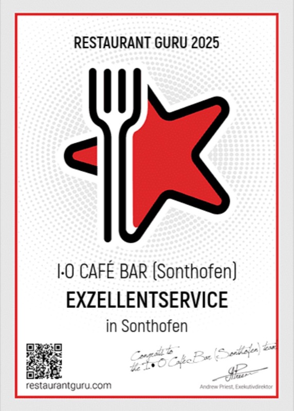 Urkunde Restaurant Guru 2025: Exzellenter Service in Sonthofen